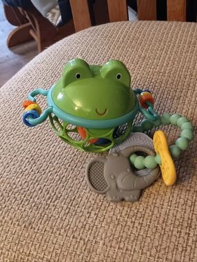 Green Frog Rattle and Teether Toy for Babies